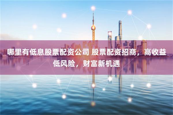 哪里有低息股票配资公司 股票配资招商，高收益低风险，财富新机遇